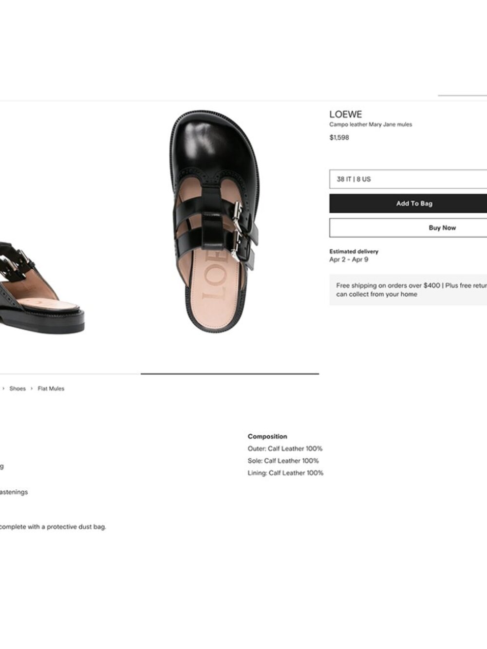 Loewe Campo Mary Jane Mules Black size 39 - Picture 10 of 12